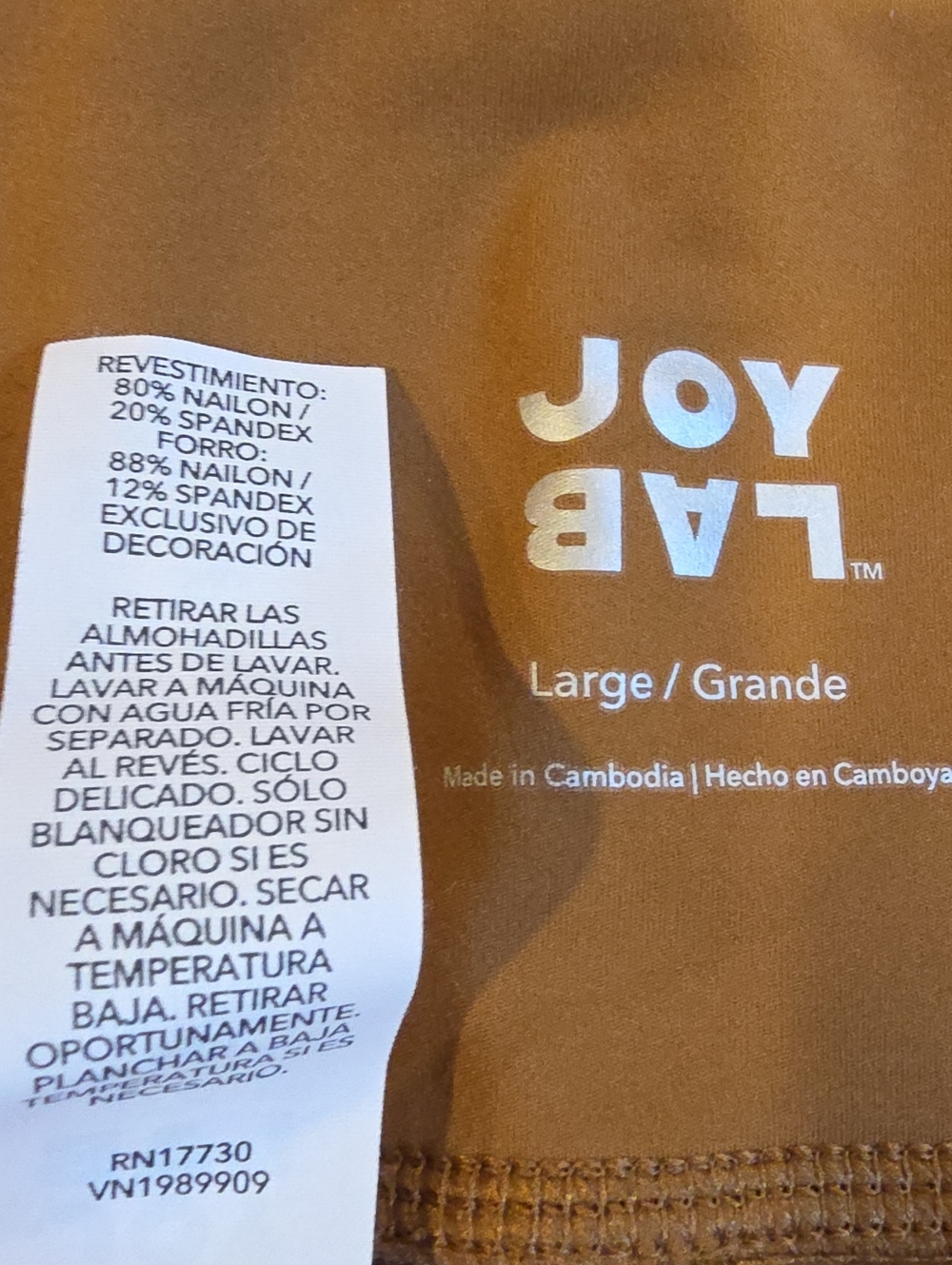 Joy Lab Workout Set- Bra Top & Leggings. Copper Sparkle Seems On Top & Legs. LG - Picture 4 of 11